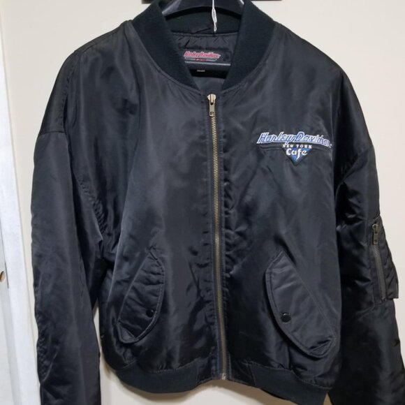 Harley Davidson Jacket, New York Cafe, Bomber-Style, Embroidered, Large - Picture 1 of 7